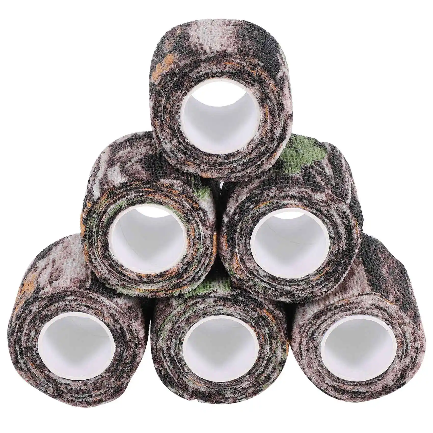 6 Roll Camouflage Tape Cling Scope Wrap Camo Stretch Bandage Self-Adhesive Tape for Camping Hunting Bike Telescope