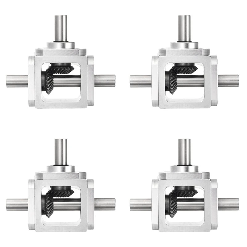 T19C 4X 90Degree Bevel 1:1 Forward Double Output Shaft 1 Module 20 Teeth Bevel Gear Aluminum Frame Simple DIY Module