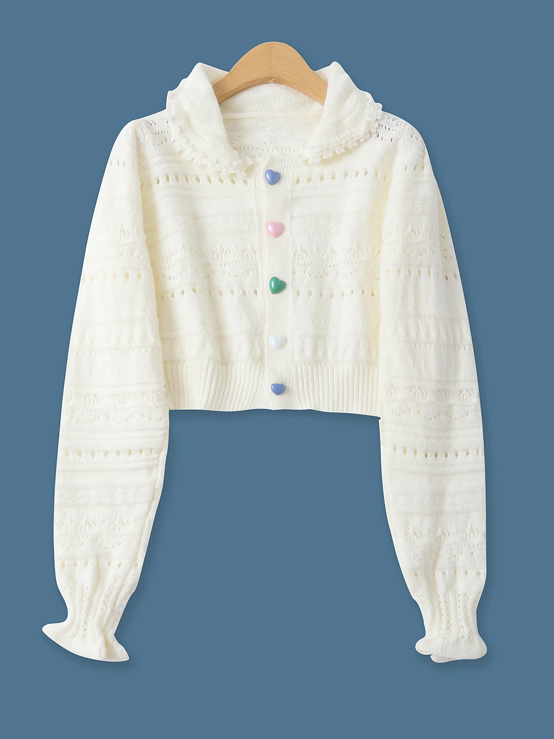 

Button Knitted ort Open Cardigan Autumn New Sle Women's Faion Versatile Slim Hollow Long Sve Sweater