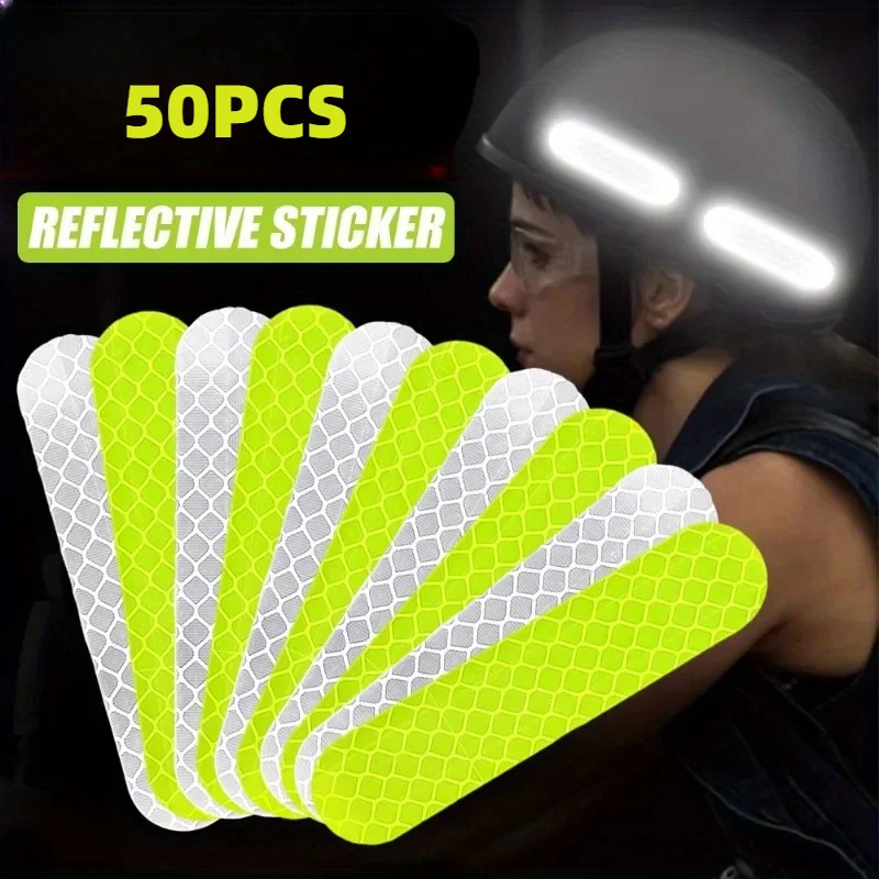 50PCS Reflektierende Sicherheit Motorrad Helm Aufkleber Wasserdicht DIY Motorrad Kraftstoff Tank Verkleidung Körper Sonnenschutz Aufkleber Dekor