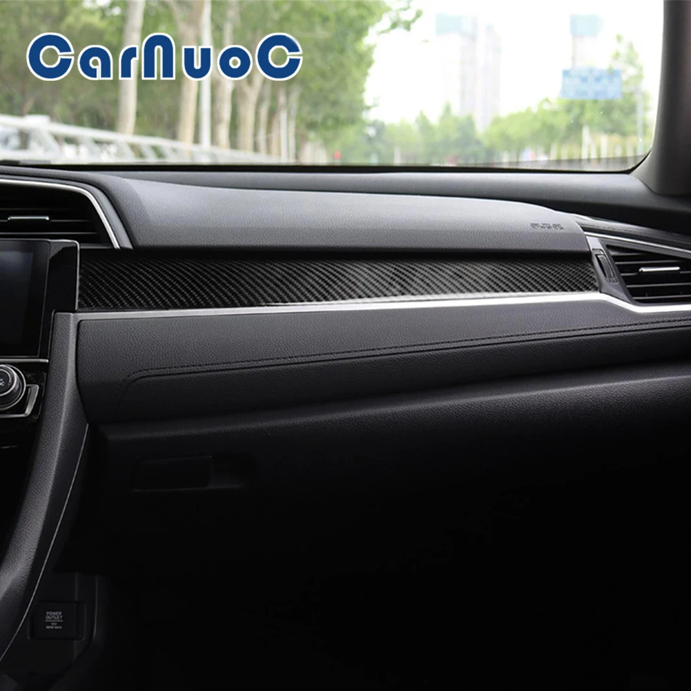 

Car Stickers Dashboard Panel Decorative Strips Carbon Fiber Interior Accessories For Honda Civic 10th Gen 2016 2017 2018 2019