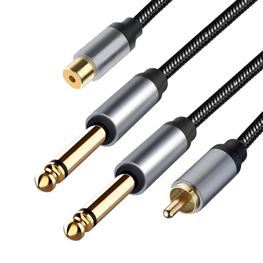 

RCA to 1/4 Inch Audio Cable Gold Plated Copper 6.35mm TS Mono Male to RCA Jack Patch Cord for Guitar Mixer Amplifier Speaker