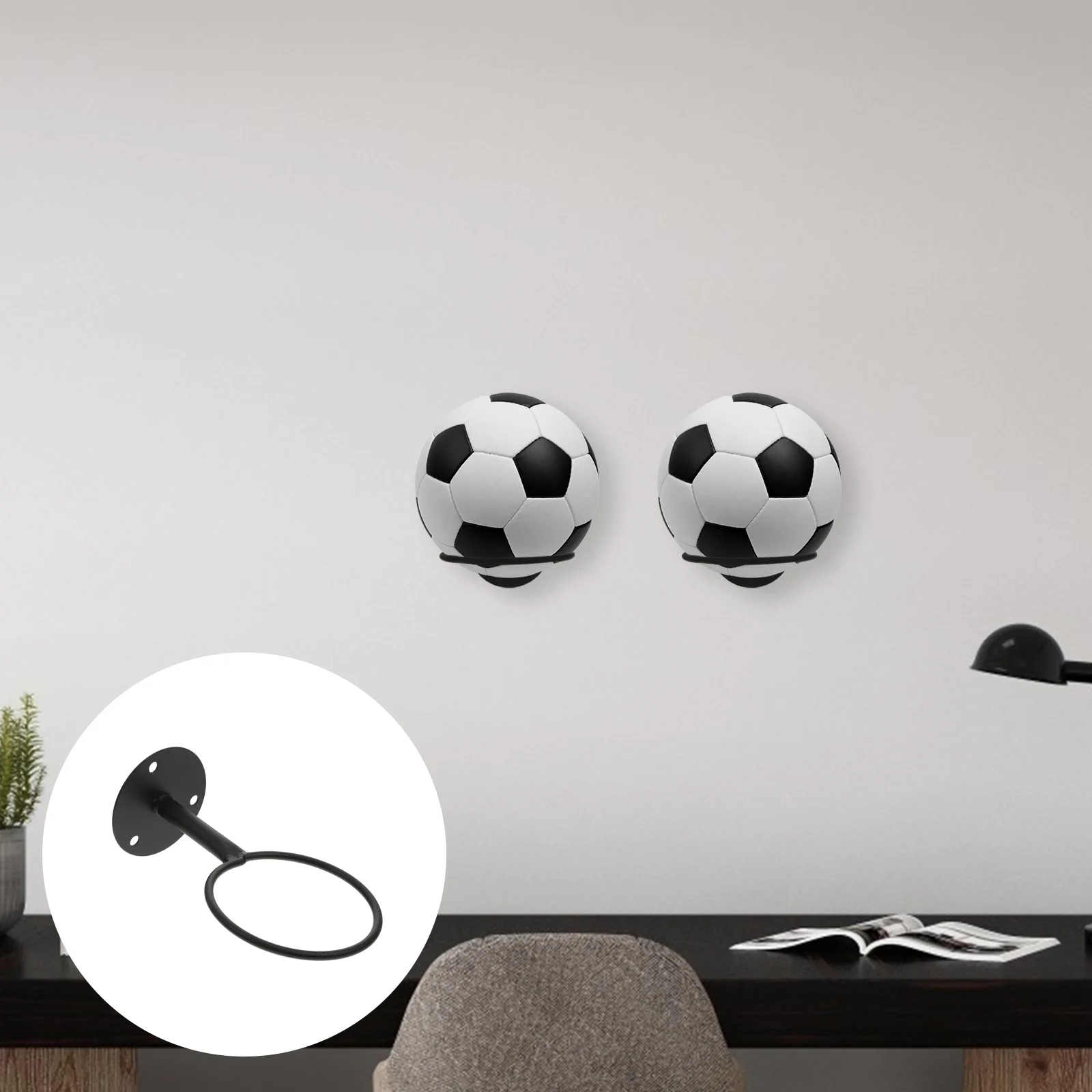 

Basketball Bracket Rugby Display Wall Holder Coat Hanger Football Soccer Wrought Iron Shop