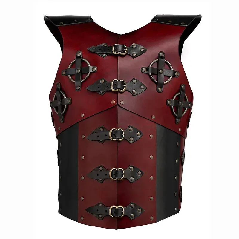 Disfraz de pirata de caballero vikingo Medi, armadura de torso corporal steampunk, traje de cosplay LARP, chaleco de cuero gótico, abrigo, accesorios de Carnaval para hombres