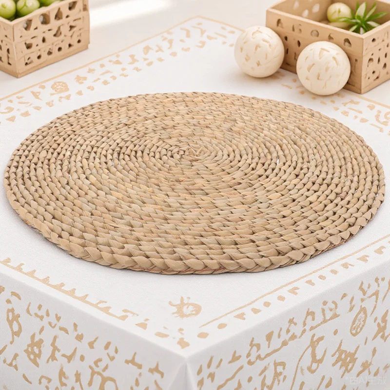 

Round Straw Cushion Deep Color Reed Root Pad 20x20 Woven Seat Yoga Meditation Braided Floor Mat Traditional Bedroom Picnic
