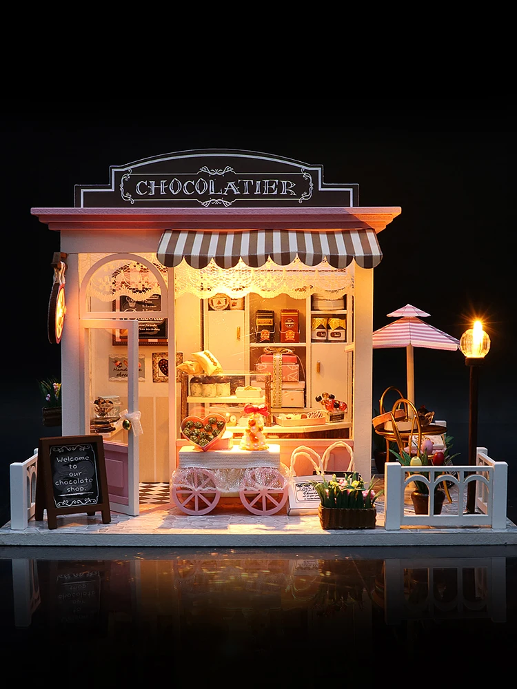 diy-ミニチュア-コーヒーハウス-モデルキット-手作り組み立ておもちゃ-対象年齢-4-木製素材-24-スケール-ユニセックス