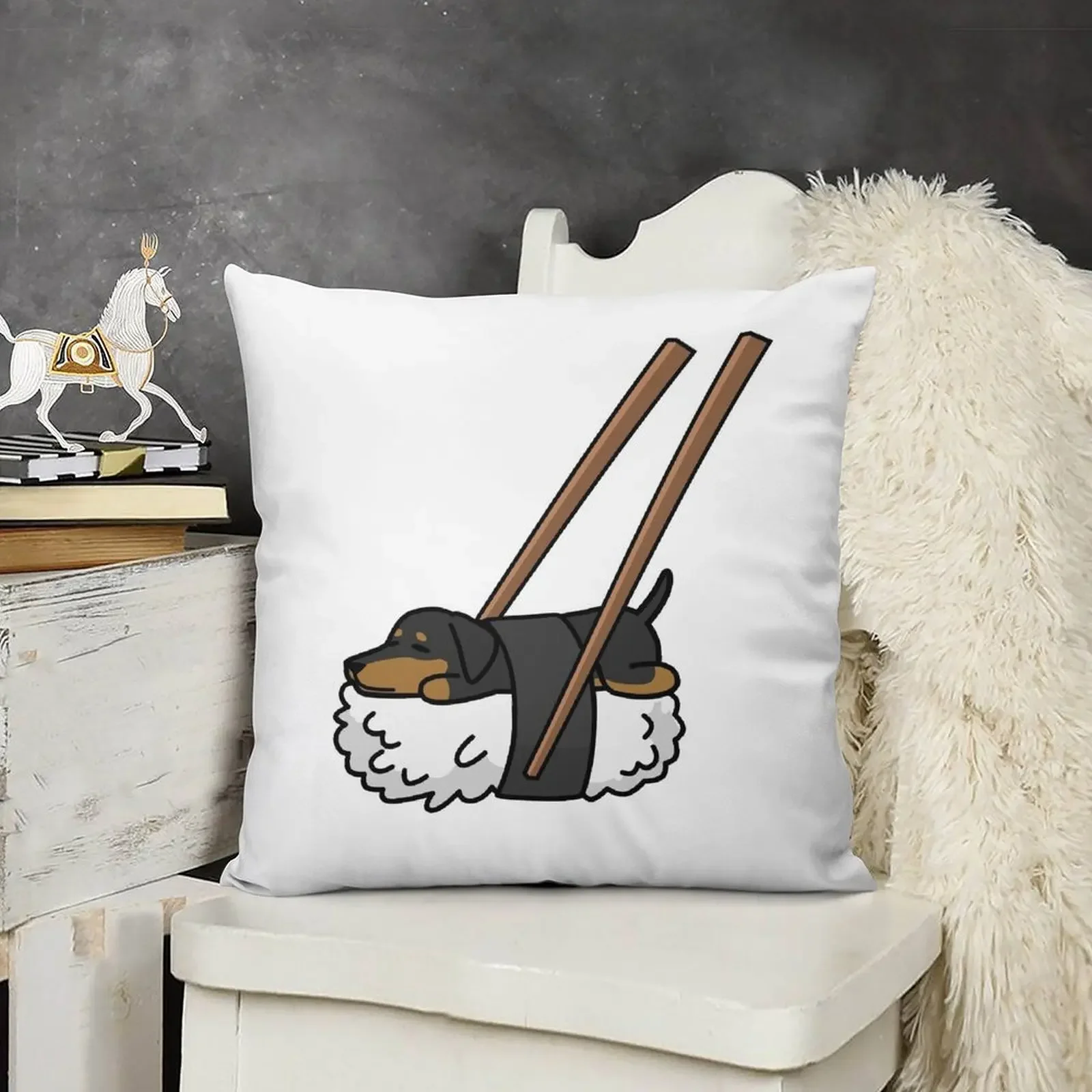 Funny Sushi Dachshund Throw Pillow Pillowcase Cushion Sofa Cushions Cover pillow