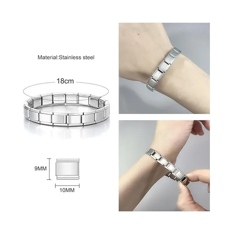 Moon Heart Italian Charm Links Fit 9mm Stainless Steel Bracelet Jewelry DIY Making Handmade