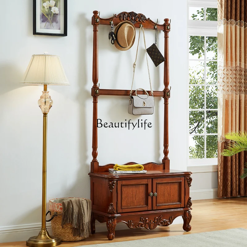 

American-style Coat Rack Floor-standing European-style Solid Wood Clothes Rack