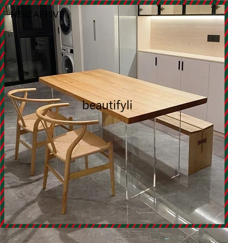 

ss newWalnut Large Board Desk Acrylic Suspension Work Table Balcony Whole Board Black Walnut Walnut Ash Wood