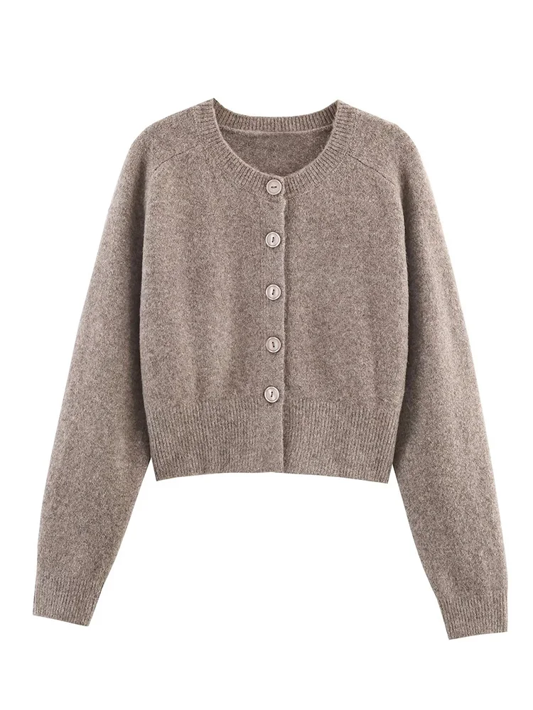 

HH женские осенние модные однотонные вязаные топы с круглым воротником, однобортное пальто, женский повседневный модный кардиган на пуговицах с длинными рукавами