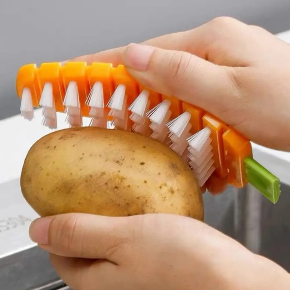 Flexible Vegetable Cleaning Brush, 2-in-1 Scrubber for Potato Carrot Apple, Dishwasher Safe Kitchen Brush for Fruits Vegetables​