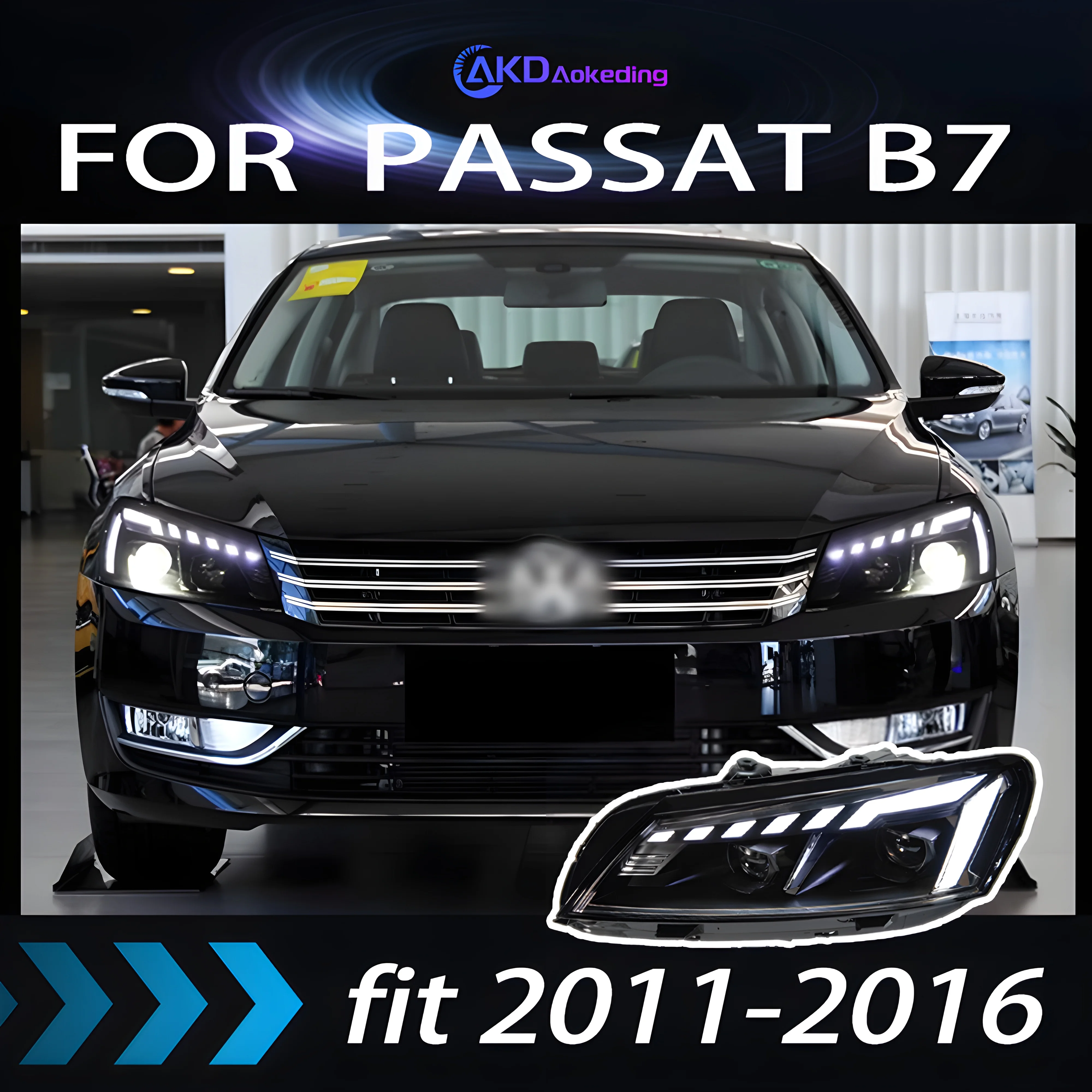 

Фары для стайлинга автомобиля VW Passat B7, фара 2011-2016, версия для США, искусственная фара, аксессуары для автомобиля