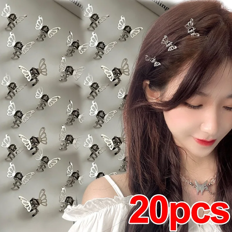 1/20pcs Y2K Mini Metal Hollowed Butterfly Hairpin Korean Cute Hair Claw Girls Children Fashion Student Kids Headwear Accessories