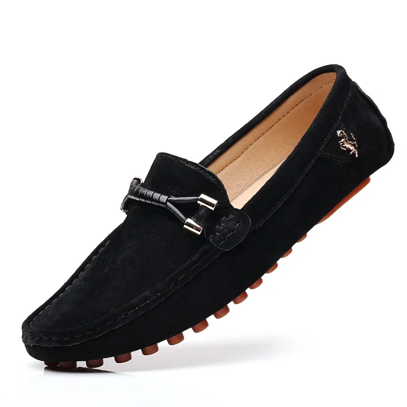 

Genuine Leather Loafers Men Big Size 48 Soft Driving Moccasins High Quality Flats Dad Shoes Men Slip-On Suede Loafers For Men