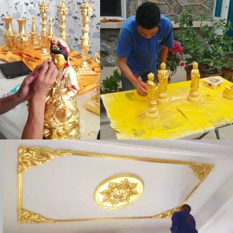 100 листов 24-каратного золота, золотая фольга с хлопьями для украшения стен, золочения, бумажного искусства золотой лист отзывы - №9