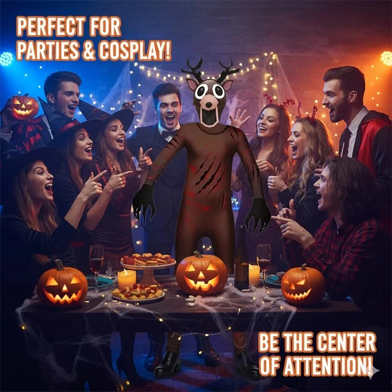 

Scary Reindeer Costume for Kids Halloween Party Deer Monster Jumpsuit Outfit Nightmare Forest Cosplay Gift Idea