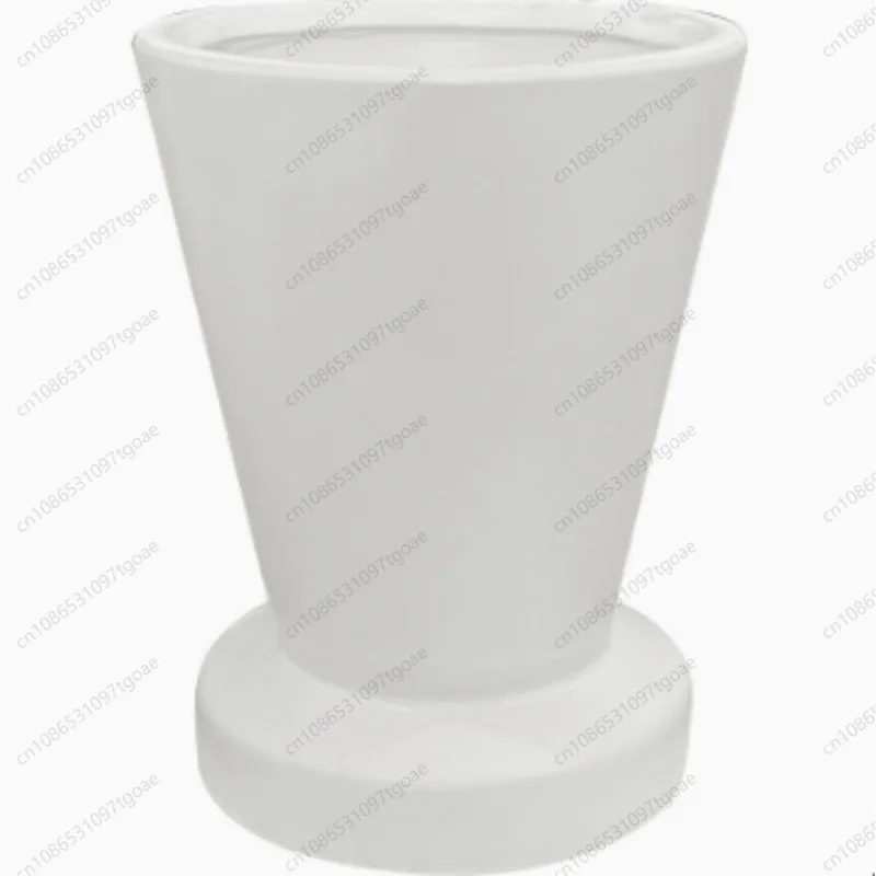 Minimalist Conical Ceramic Planter With Base Matte Cream Flower Pot For Succulent Green Plant Home Decor