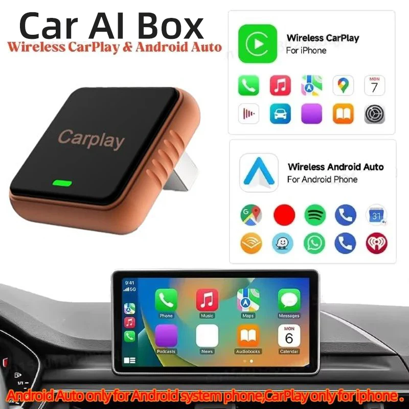 

Беспроводной адаптер Carplay 2 в 1, Android Auto, проводной к беспроводному адаптеру Carplay для iPhone, беспроводное управление Plug & Play Carplay