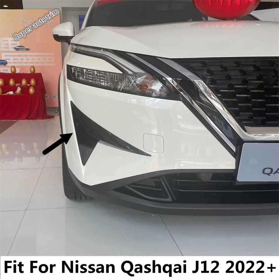 

Car Front Fog Light Lamp Eyebrow Eyelid Decoration Cover Trim For Nissan Qashqai J12 2022 - 2024 ABS Carbon Fiber Accessories