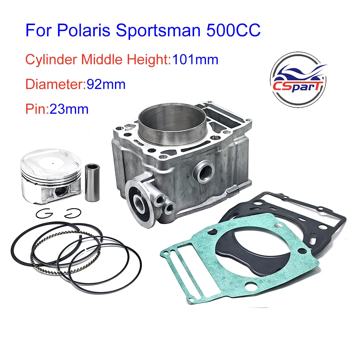 92MM  500CC Cylinder Piston Kit Gasket Rings Top End set for Polaris Sportsman 500 96-2013 3087221, 3087224, 3089966