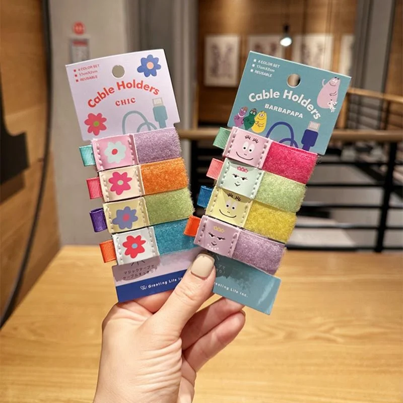 かわいい漫画データケーブルオーガナイザーコンピューターケーブル収納イヤホンマジックpvc素材デスクオーガナイザーホームストレージアクセサリー