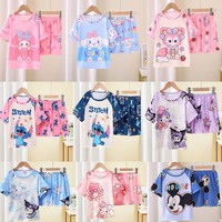 Disney Stitch Pajama Set Cute Boys Girls Modal Sleepwear 2pcs Tops Shorts Suit Pyjamas Kawaii Cartoon Anime Kids Nightwear Gift