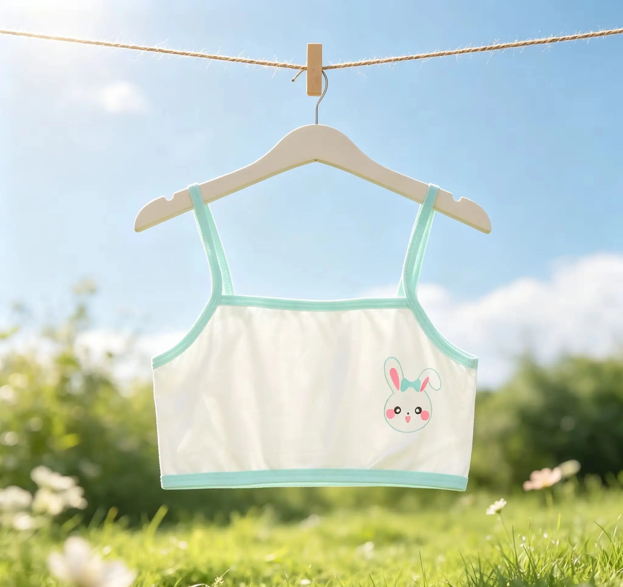 Kids Girls Cotton Cartoon Camisole Training Vest Lightweight Breathable Developmental Period Short Bra Strapless Underwear