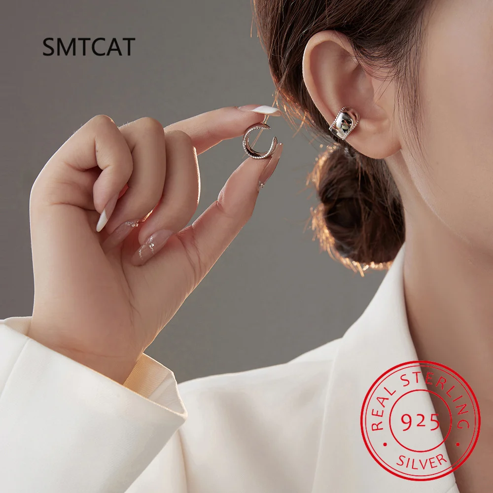 100% 925 Sterling Silver Smooth Surface Ear Cuff Clip on Earrings For Women Girl Without Piercing Earings Jewelry DS1040
