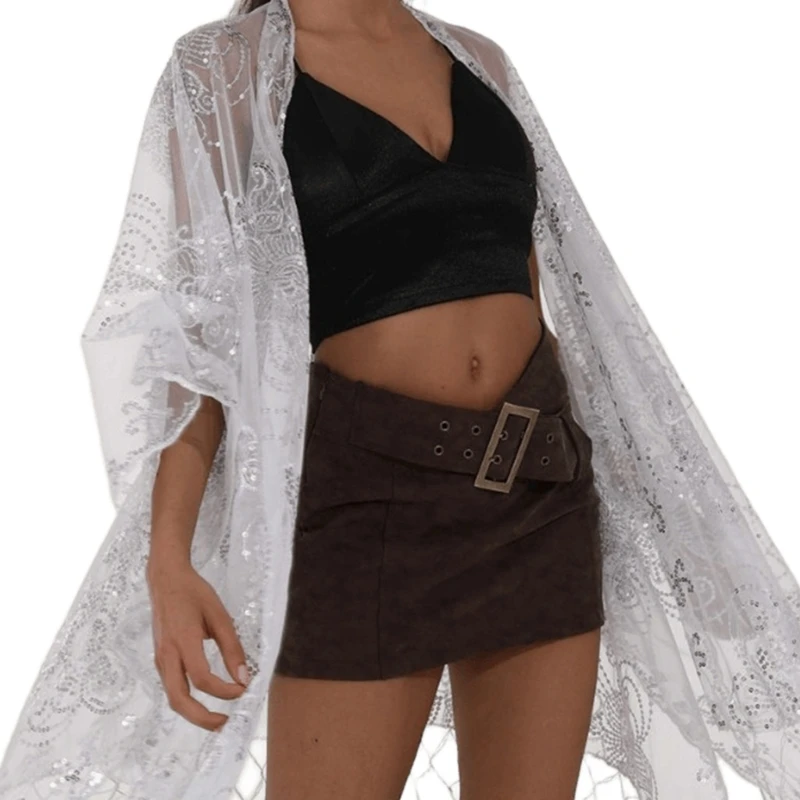 Halloween Make Up Capes Evening Dress Outerwear Shawl Fashion Lace Long Shawl