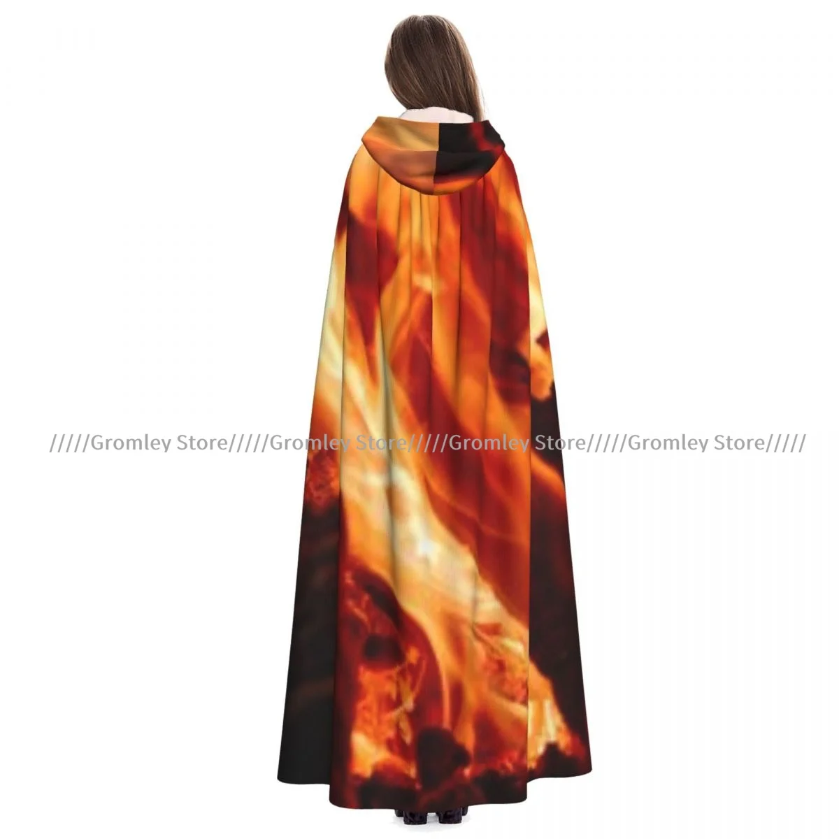 

Flame Of Burning Fireplace Witch Cloak Halloween Cosplay Costume Adult Unisex Cloak Retro Ages Cape