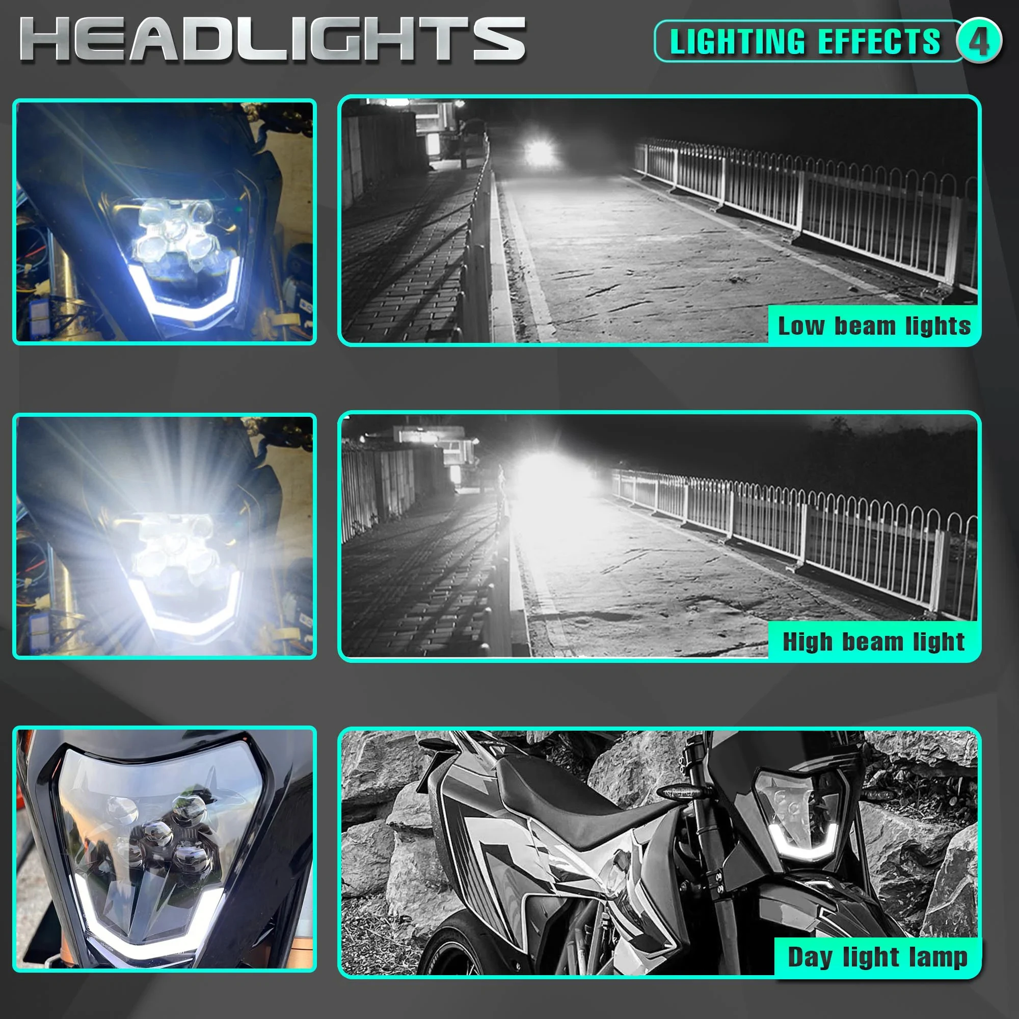 QUEEN X MOTOR Motorcycle LED Headlight Headlamp Head Light Supermoto Fairing For KTM EXC SXF MX Dirt Bike Enduro LED Headlight