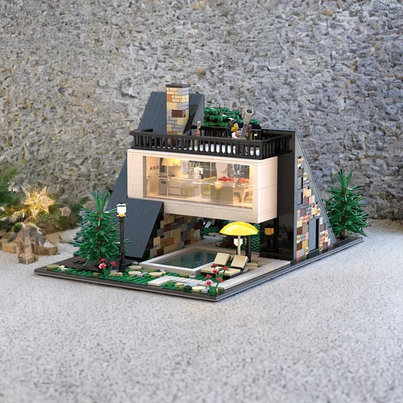 1570 個 MOC アーキテクチャ アララット ヴィラ モダン マウンテン デザイン モジュラー ビルディング DIY モデル ビルディング ブロック 誕生日のおもちゃ ギフト