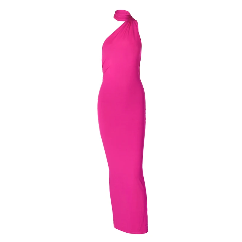 Hugcitar One Shoulder Backless Adjustable Scarf Loop Ruched Sexy Maxi Dress Women Elegant Y2K Streetwear Festival Outfit 257 Sf38c8eb4c85d46ac8da3c7b3e6f9f1964