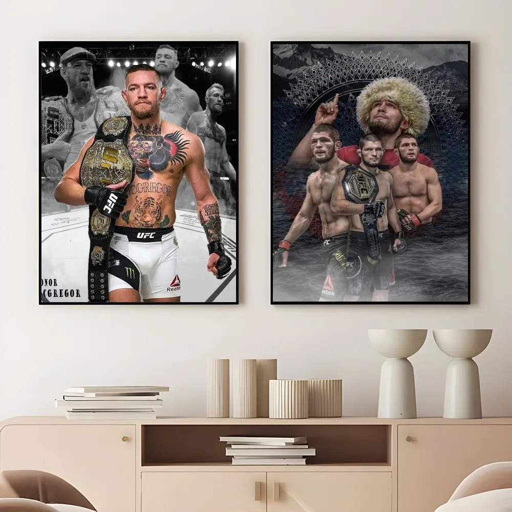 U-Ultimate Fighting Championship UFC Poster Sticky Wall Art Printing Waterproof Home Living Bed Room Bar Aesthetic Decor