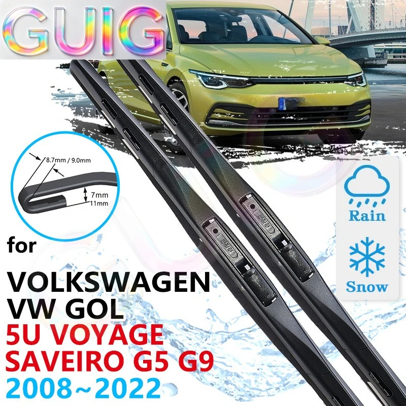 Escobillas Limpiaparabrisas Delanteras para Volkswagen VW Gol 5U Voyage Saveiro 2008~2022, Accesorios para Limpiar el Parabrisas 2010