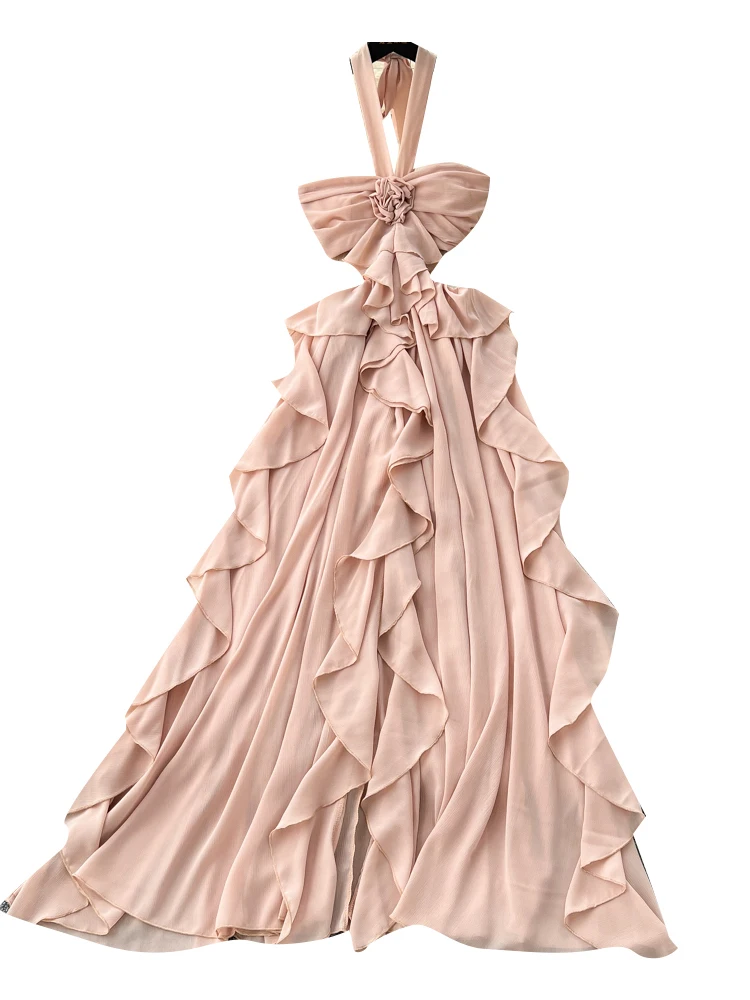 الرغبة النقية الجوف خارج ثلاثية الأبعاد زهرة Ne حزام معلق طويل الدكتور المرأة عطلة ارتداء عالية الخصر ألف خط تنورة Bal Dr