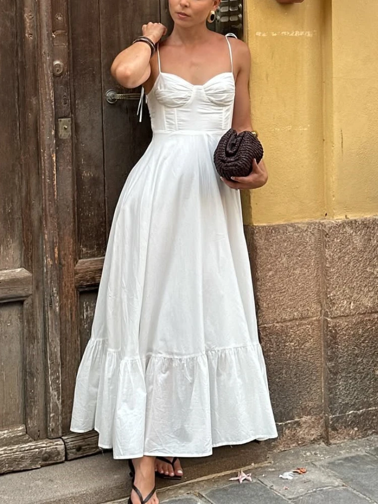 Schulterfreies, ärmelloses Maxikleid für Damen, sexy, lässig, lang, Streetwear, einfarbig, für Urlaub, Party, Strandkleidung