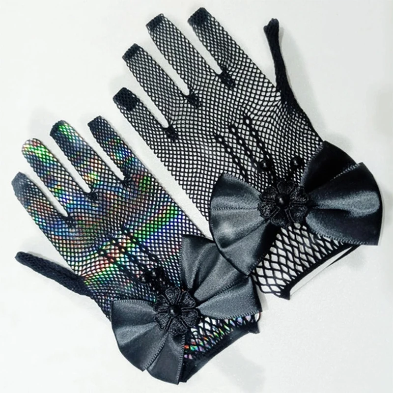 Mesh Bow Lace Decoration Gloves Women Party Supplies Children Birthday Ceremony Coronation Accessories Gift Mittens Female