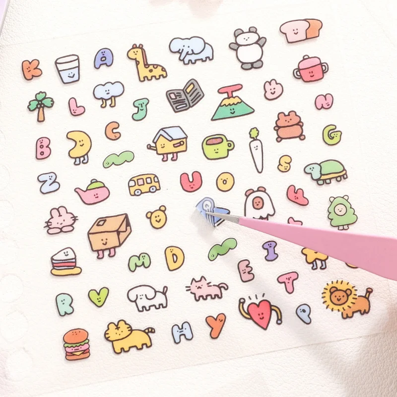 25-Piece Mini Die-Cut Sticker Book with Cartoon Animal Elements, Adorable Animal Designs, for Journal & DIY Crafts