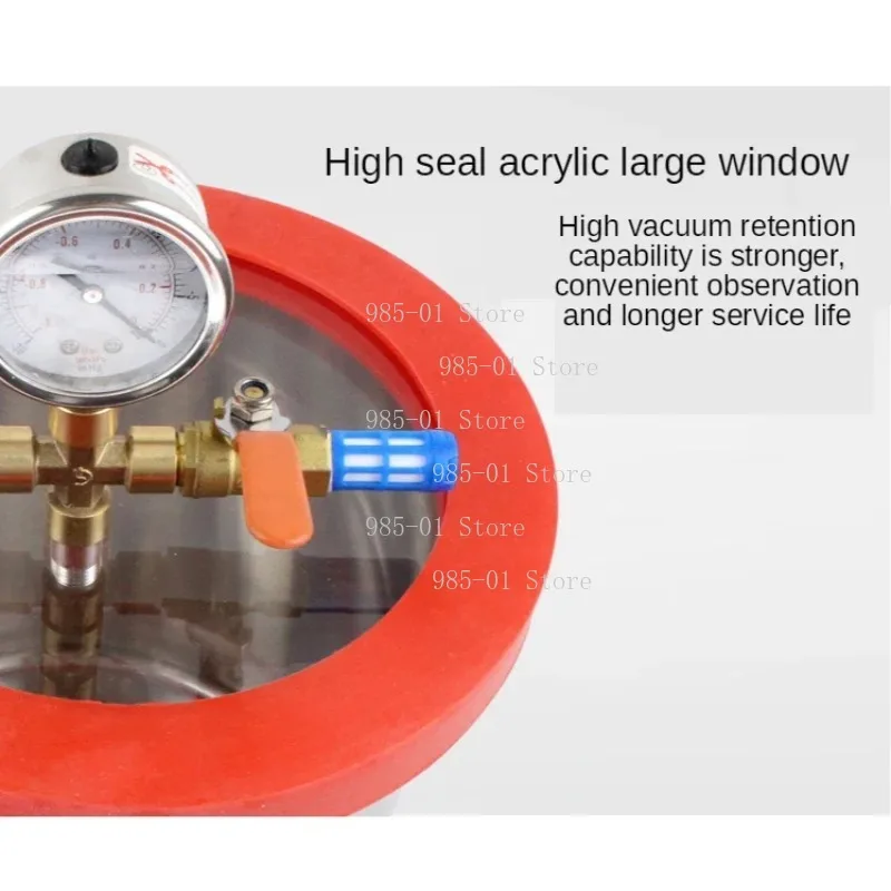 3L Stainless Steel Vacuum Degassing Chamber, 20CM Diameter Epoxy Resin Defoaming Barrel with 12MM Thick Acrylic Lid