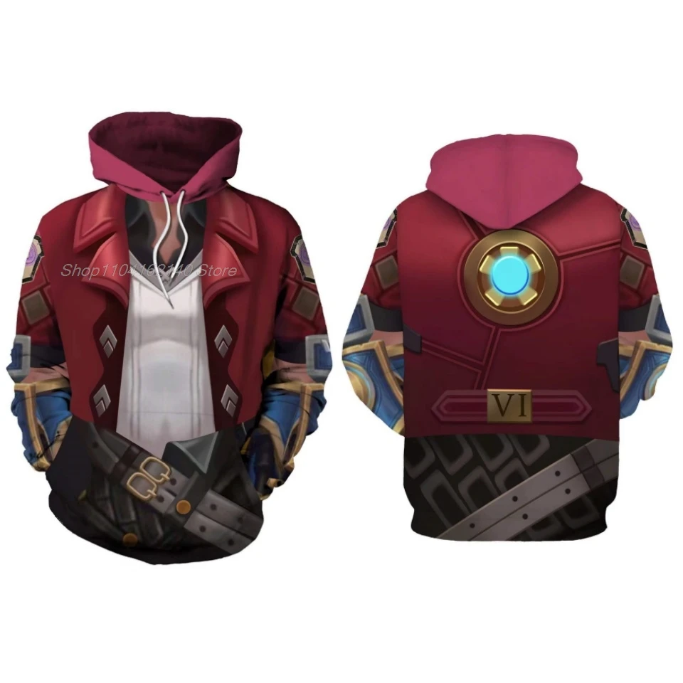 คอสเพลย์ Vi Caitlyn Arcane Hoodie LoL Hoodie 3D พิมพ์ Hooded Hoodies เสื้อผู้ชายผู้หญิง 3D Legends Jinx ชุดคอสเพลย์