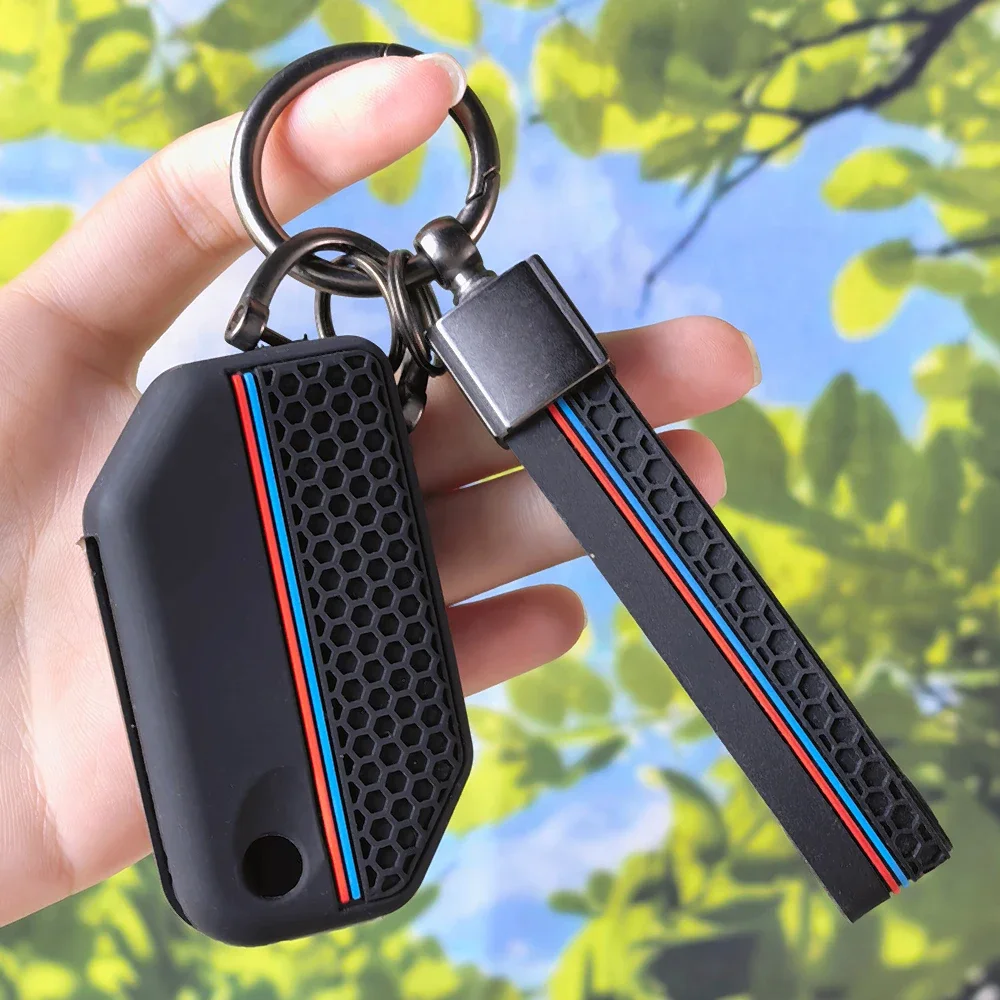 Racing Line Key Fob Cover With Keychain For BMW R1250GS R1200GS C400GT F750GS F850GS R1200RS R1200RT Silicone Protective Shell