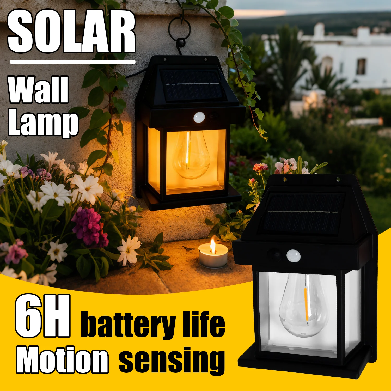 الطاقة الشمسية LED خيوط مصباح خارجي مقاوم للماء الرجعية محس حركة ضوء لحديقة ساحة الإضاءة الزخرفية #1