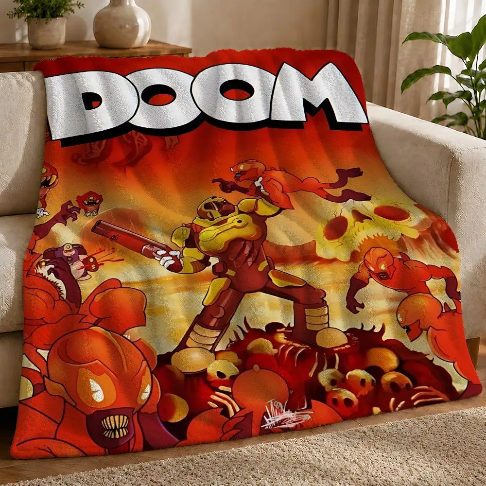 Cool Game D-Doom E-Eternal Throw 1pc Flannel Blanket Soft Lightweight Warm Cozy For Bedroom Sofa Bed