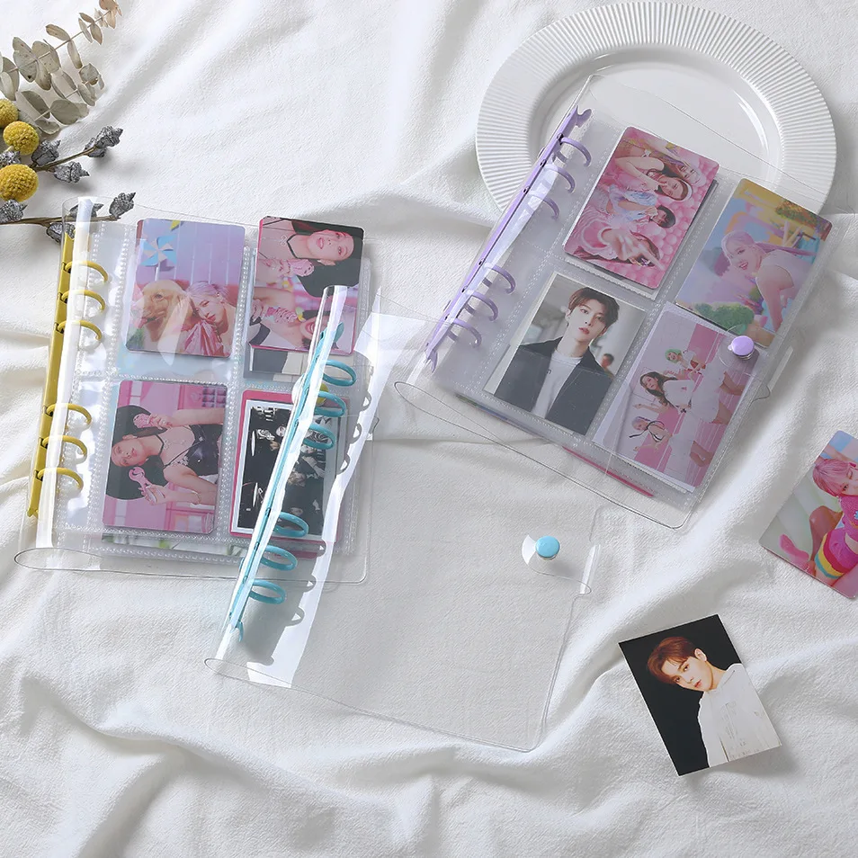 Sharkbang Glittering & Transparent 3 5 Inch Binder Photo Album + 5pcs Refill Bags Organizer Macarone Card  Holder De Photos