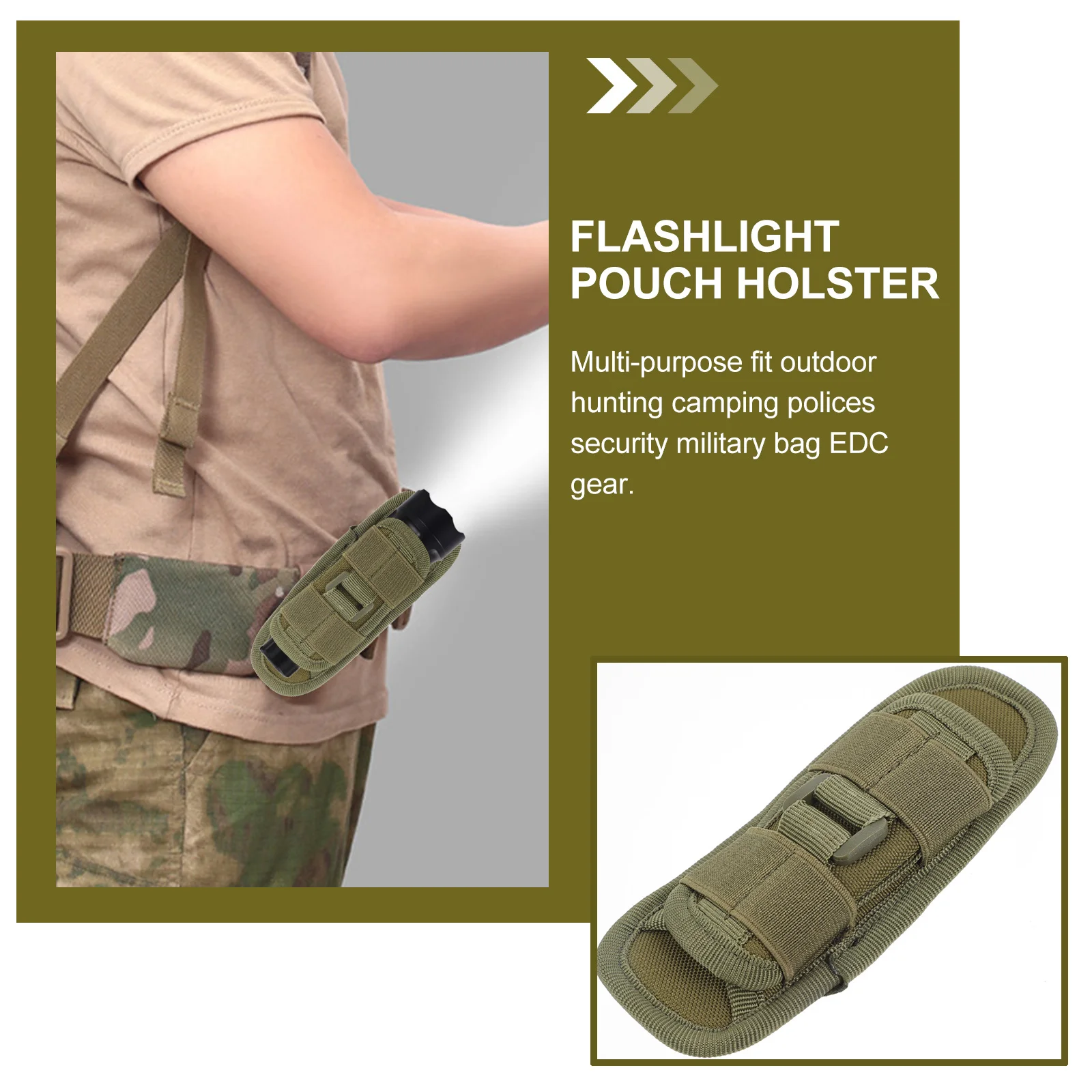 

1pc Flashlight Belt Pouch Rotatable Torch Holder Duty Belt Clip Stretchable For Outdoor Security Camping Gear