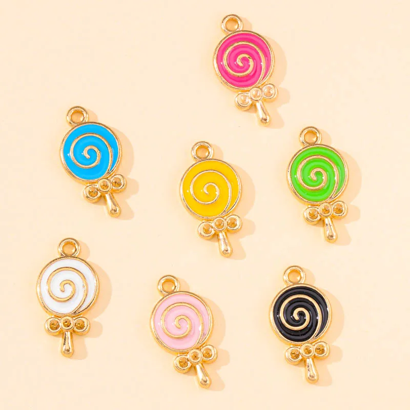 

20Pcs/Lot 9*18mm Sweet Cute Lollipop Enamel Charms for DIY Jewelry Making Accessories Candy Pendants Earrings Bracelet Wholesale