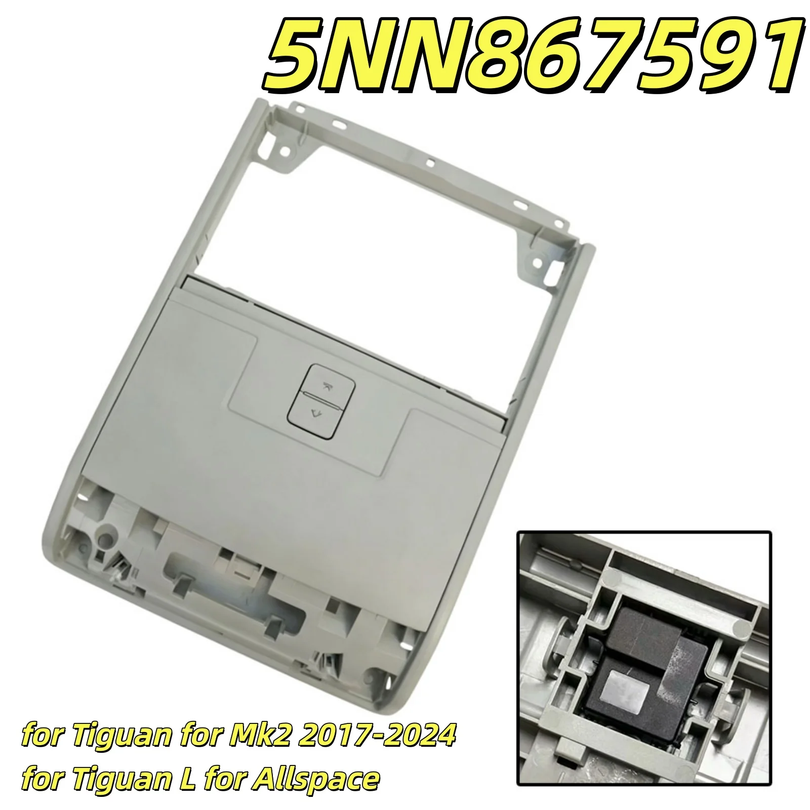 Overhead Reading Light Frame 5NN867591 for Tiguan for Mk2 2017-2024 for Tiguan L for Allspace ABS Interior Roof Lamp Bezel