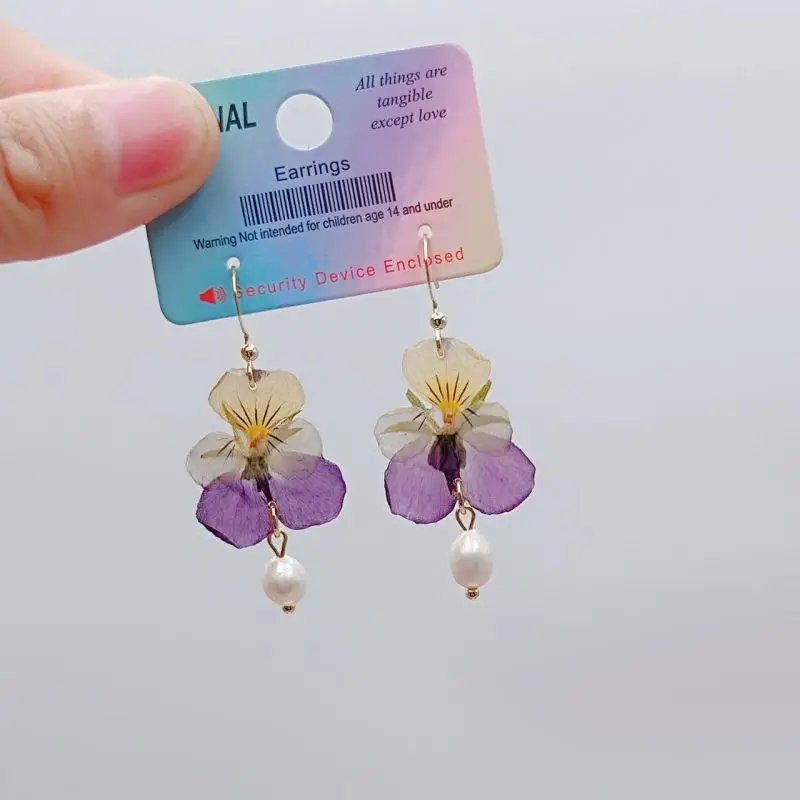 

Unique Epoxy Resin Pressed Real Flower Earrings Handmaking Natural Pressed Flower Earring 2024 New Statement Jewelry Wholesale